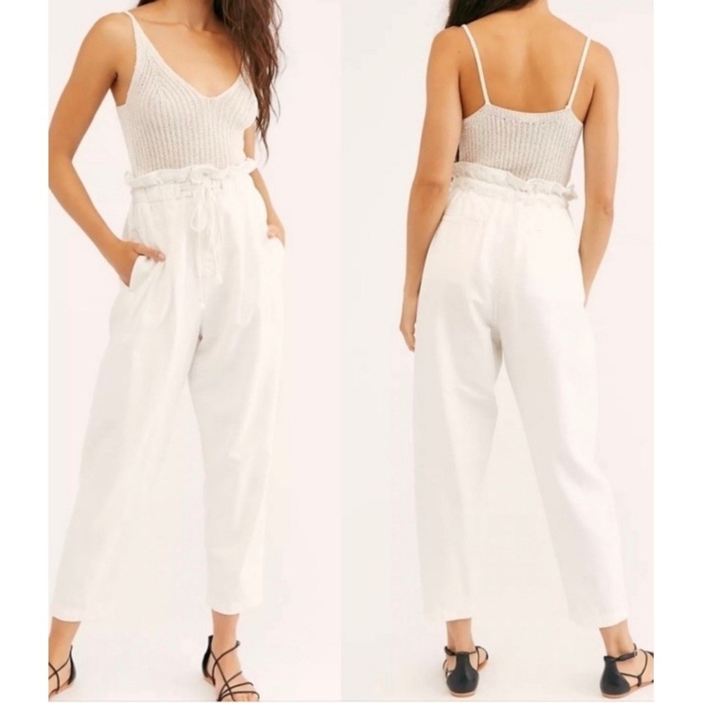 Free‎ People Womens Margate Paperbag Pants Size Small Pleated Trouser Sugar Kelp
